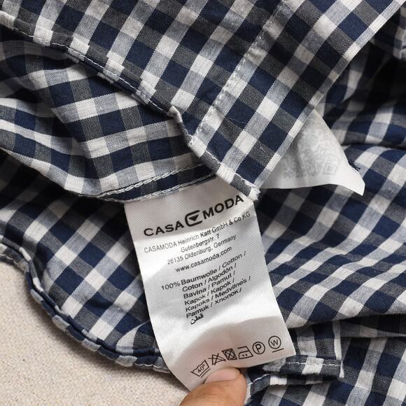 Casa Moda Men Button Down Shirt Plaid Long Sleeve Cotton Blue Size 4XL Comfort - Picture 8 of 8